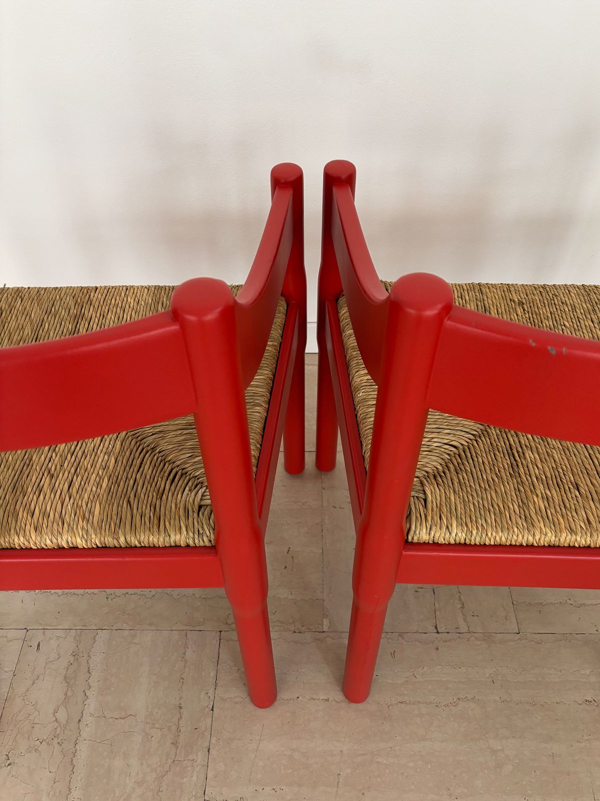 Vico Magistretti For Cassina Red Dining Chairs Model Carimate, Italy 1960s photo Furniture