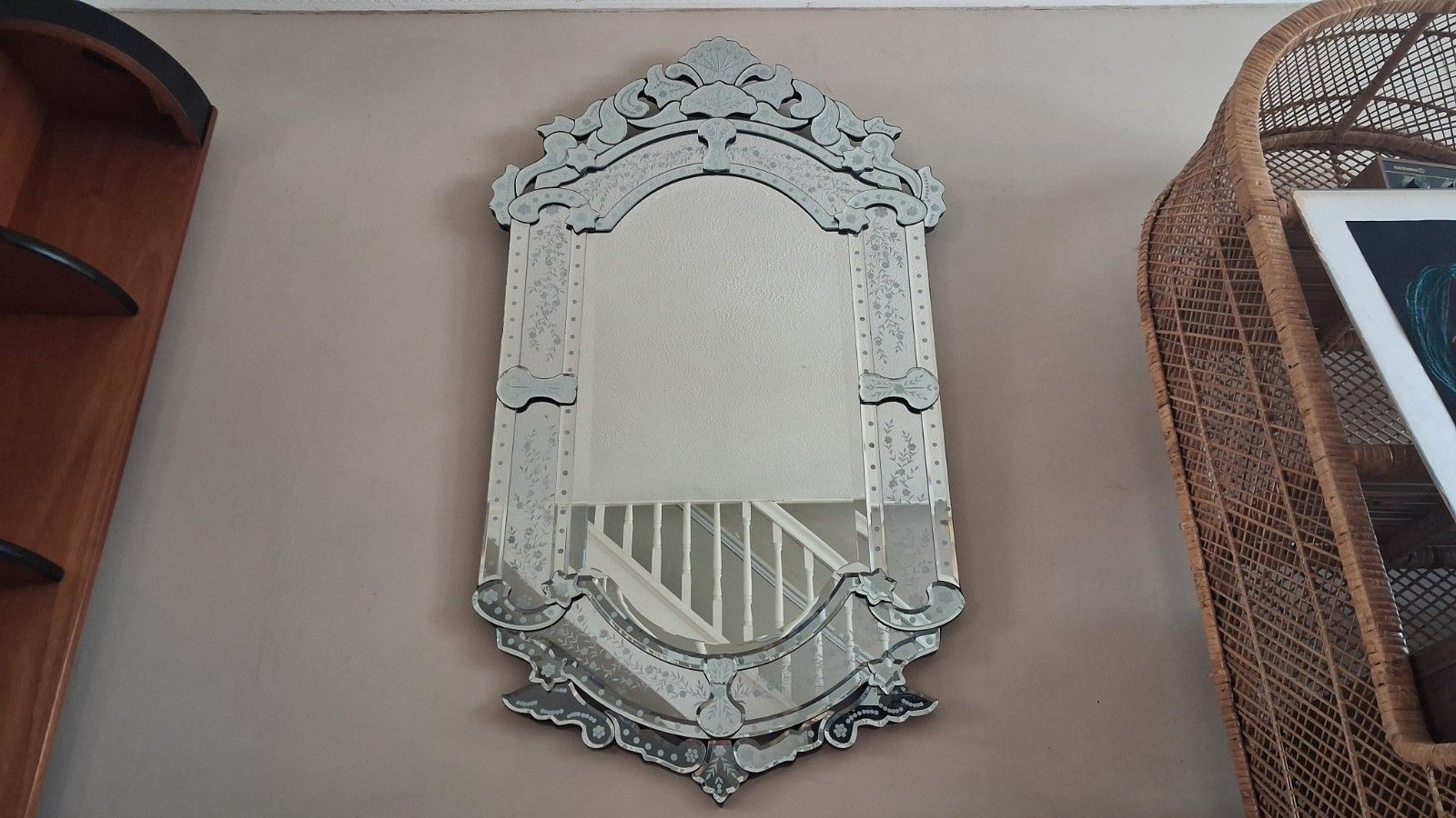 Beautiful Venetian Etched And Bevelled Glass Ornate Large Mirror photo Home Decor