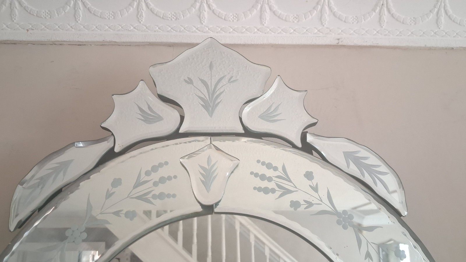Beautiful Venetian Etched And Bevelled Glass Ornate Mirror photo furniture