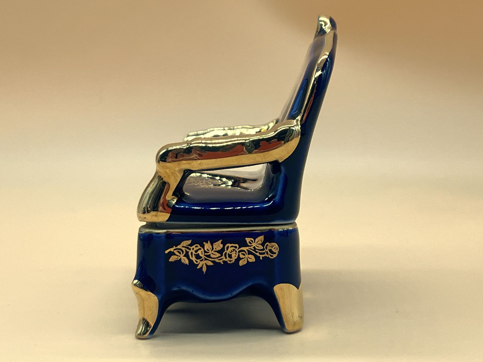 photo for sale Set Of Limoges Porcelain Cobalt & Gold Sofa And 2 Chairtrinket / Jewelry Boxes.