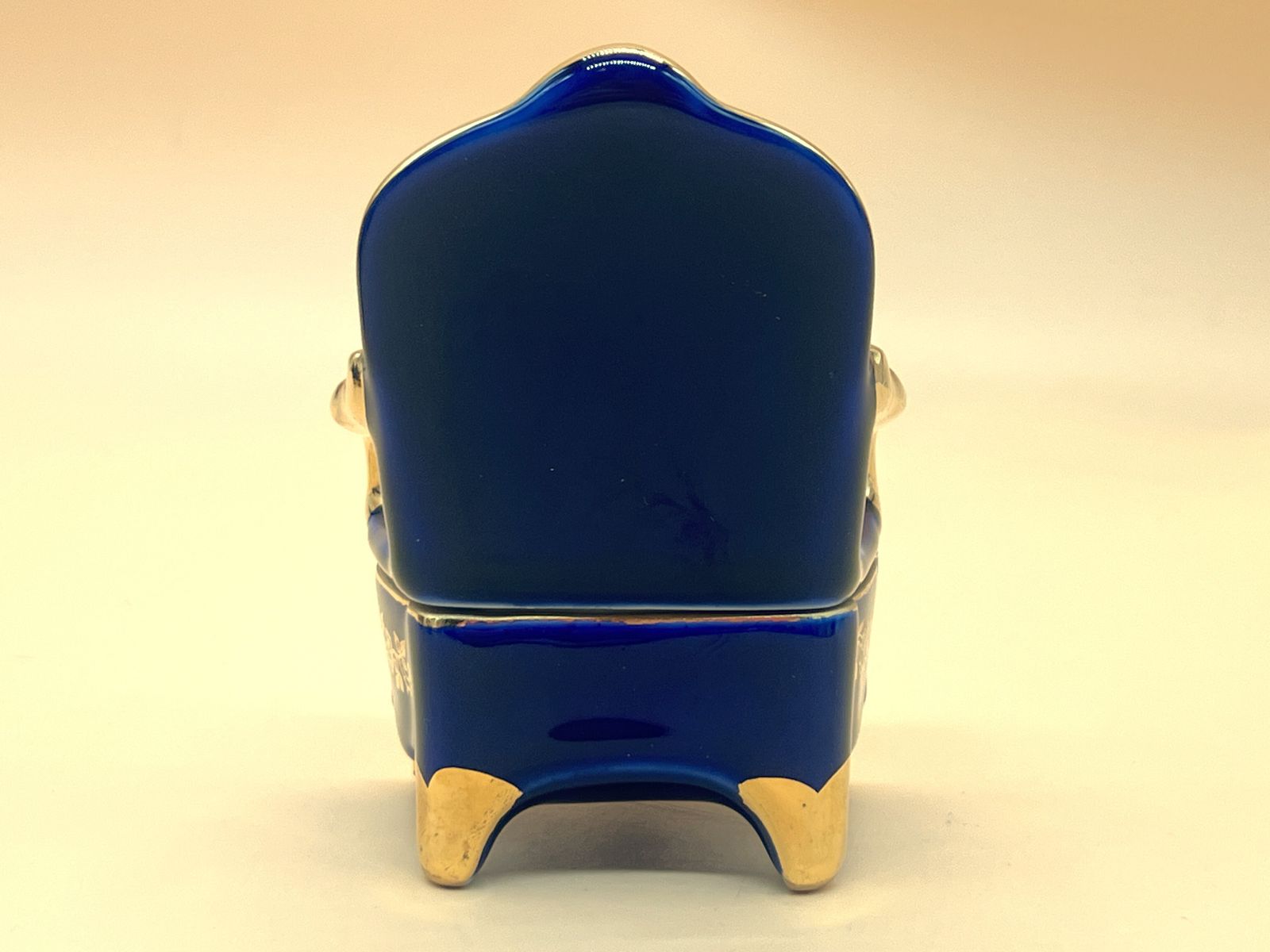 Home Decor Set Of Limoges Porcelain Cobalt & Gold Sofa And 2 Chairtrinket / Jewelry Boxes. photo