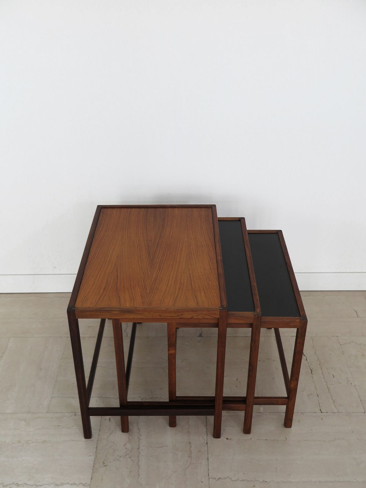 Kurt østervig Scandinavian Dark Wood Nesting Tables Set, Denmark 1960s photo 2450.0