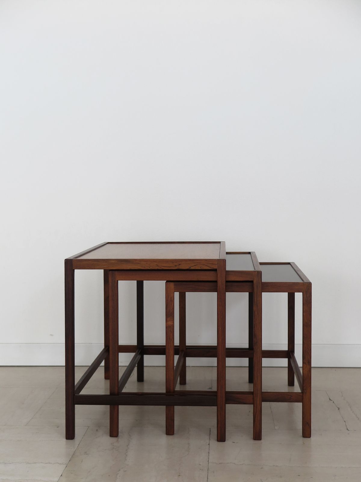 Kurt østervig Scandinavian Dark Wood Nesting Tables Set, Denmark 1960s photo vintage