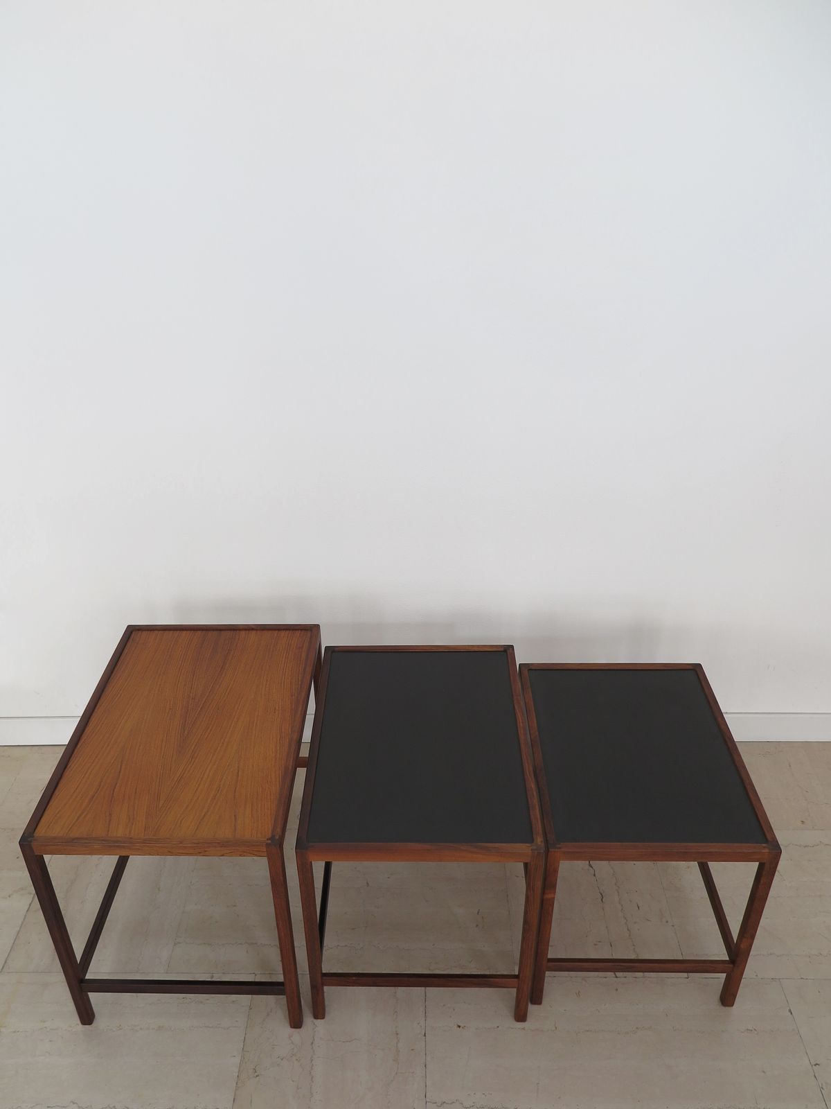 Kurt østervig Scandinavian Dark Wood Nesting Tables Set, Denmark 1960s photo vinterior