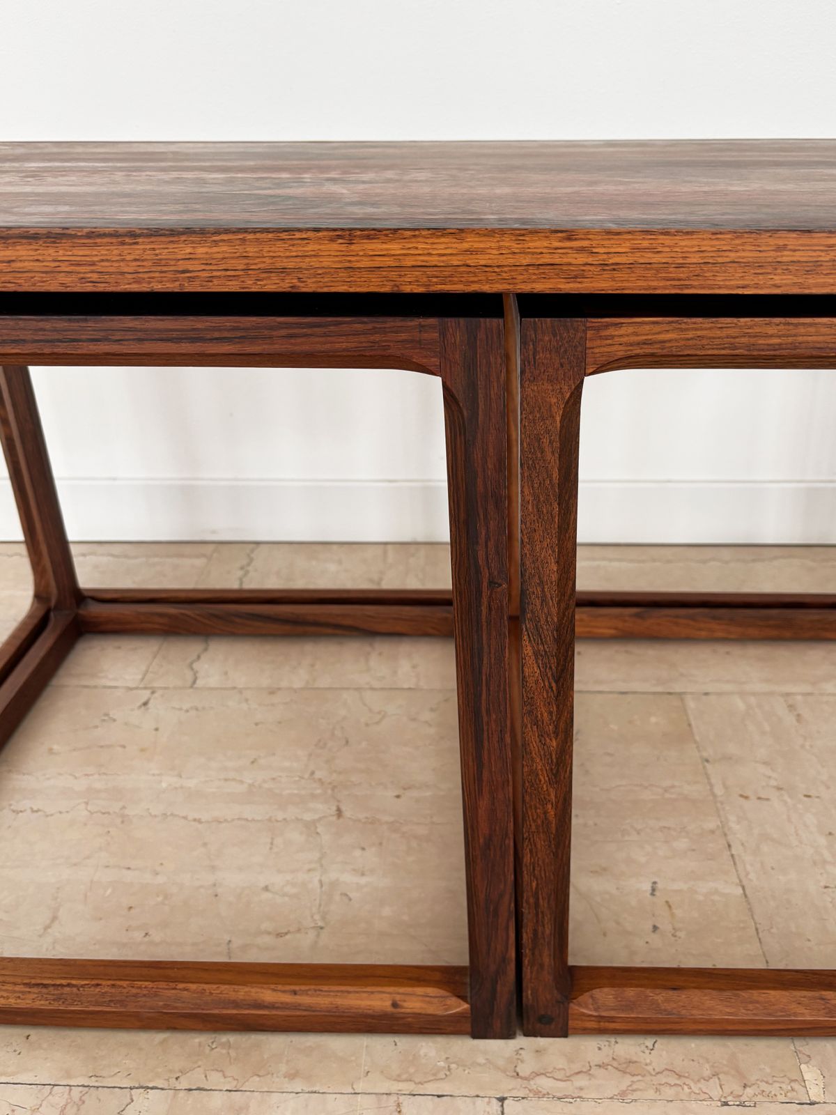 photo vinterior Kai Kristiansen For Aksel Kjersgaard Scandinavian Midcentury Dark Wood Nesting Tables Set, Denmark 1960s