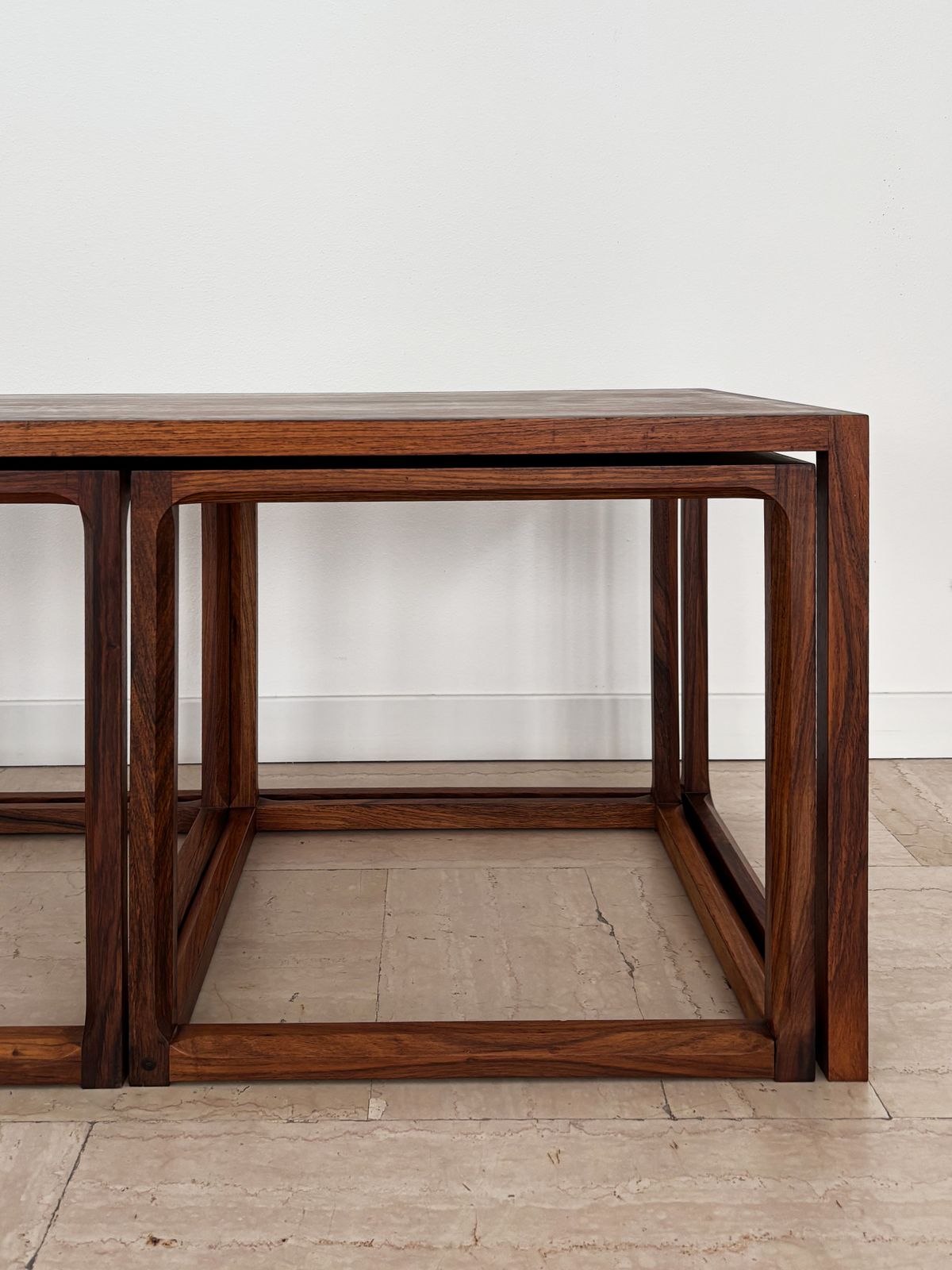 Kai Kristiansen For Aksel Kjersgaard Scandinavian Midcentury Dark Wood Nesting Tables Set, Denmark 1960s photo vinterior