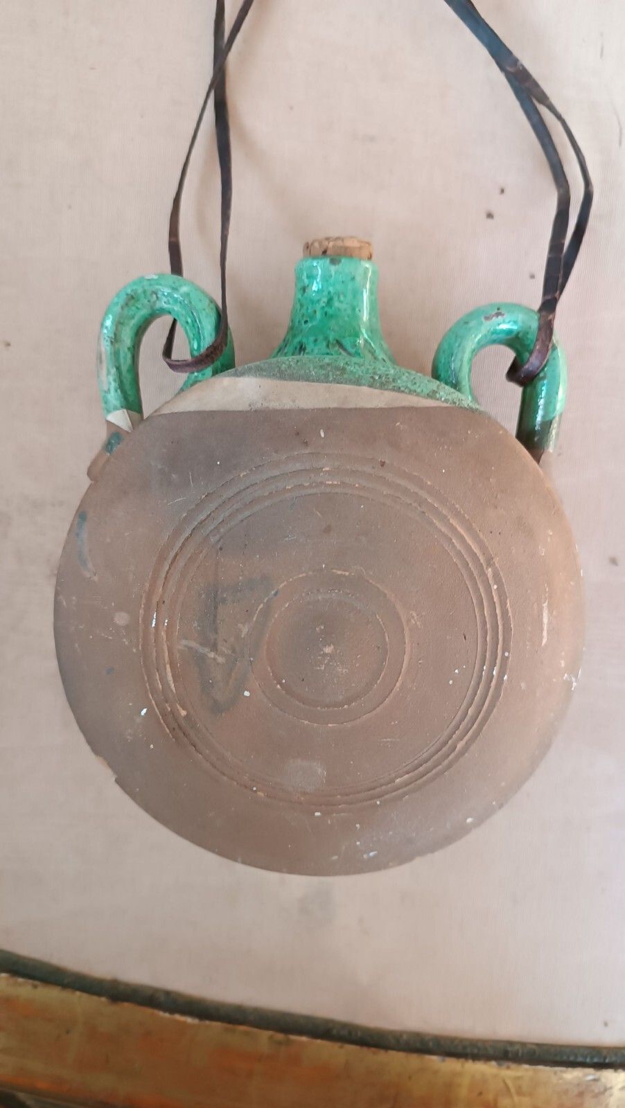 Antique Flask Water Bottle Oristano From Pellegrino 'Stangiada' Majolica photo furniture