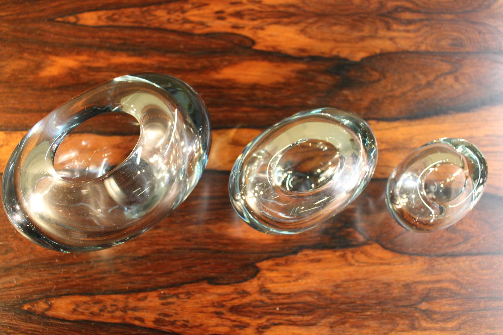 Group Of 3 Holmegaard Heart Minuet Vases C 1960 Per Lutken Design photo vinterior