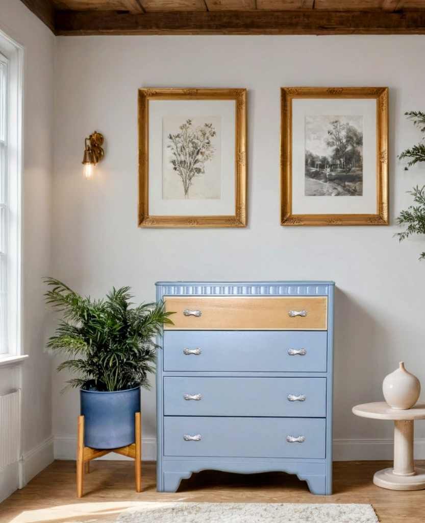 Mid Century Harris Lebus Chest Of Drawers In Blue