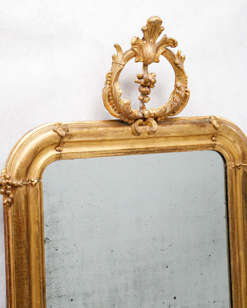 19th C Louis Philippe Mirror With Grapevine Crest photo for sale