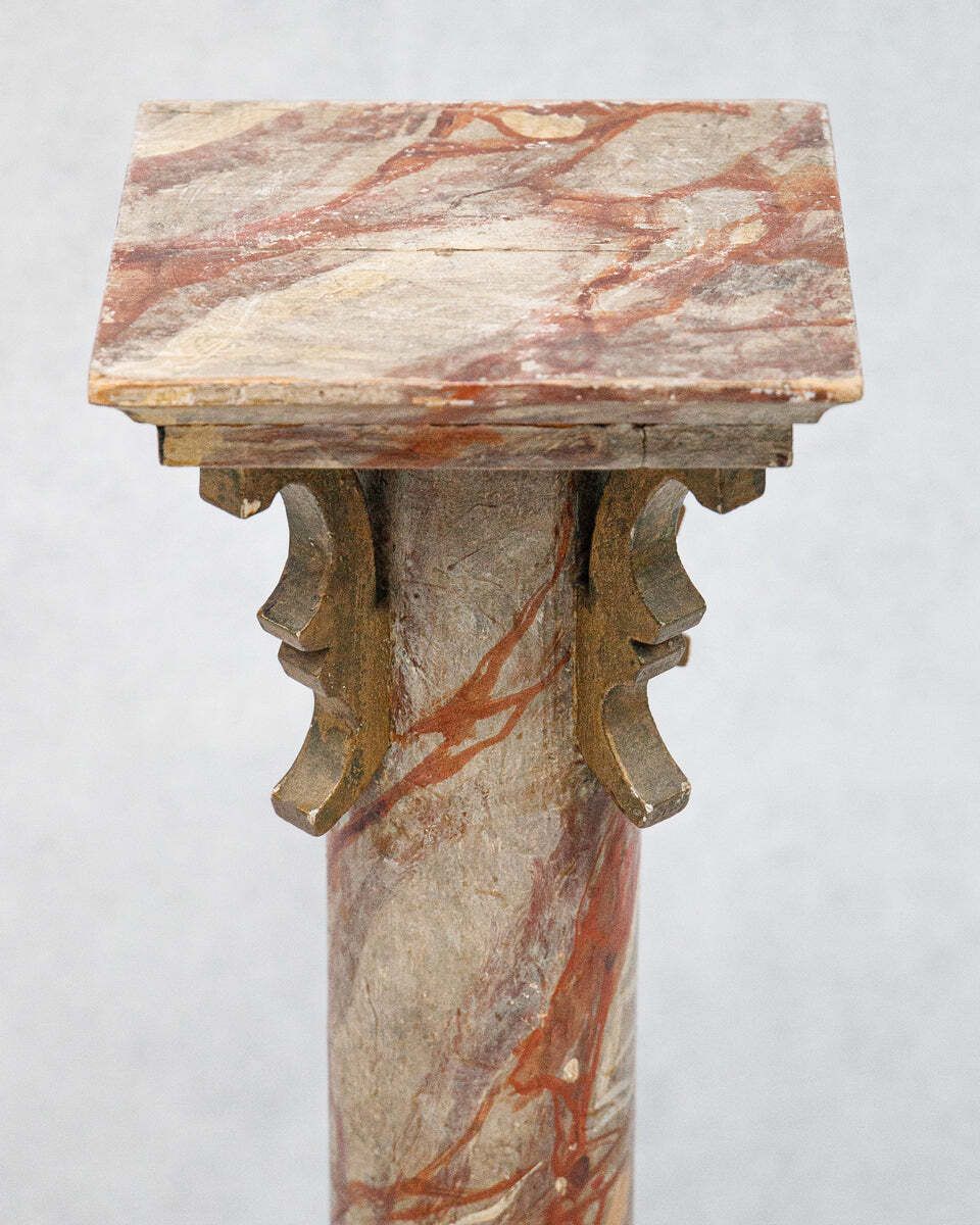 Small 19th C Faux Marble Pedestal Column photo for sale