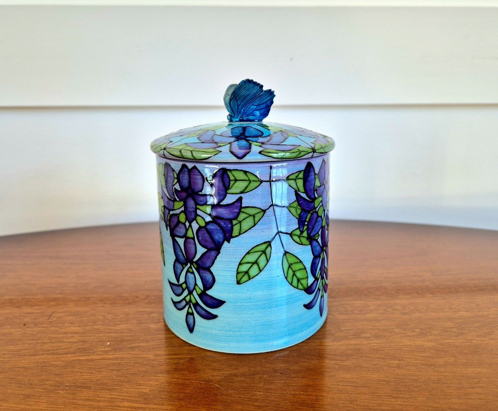 Dennis Chinaworks Trial 3 Blue Lidded Pot With Butterfly Finial photo 295.0