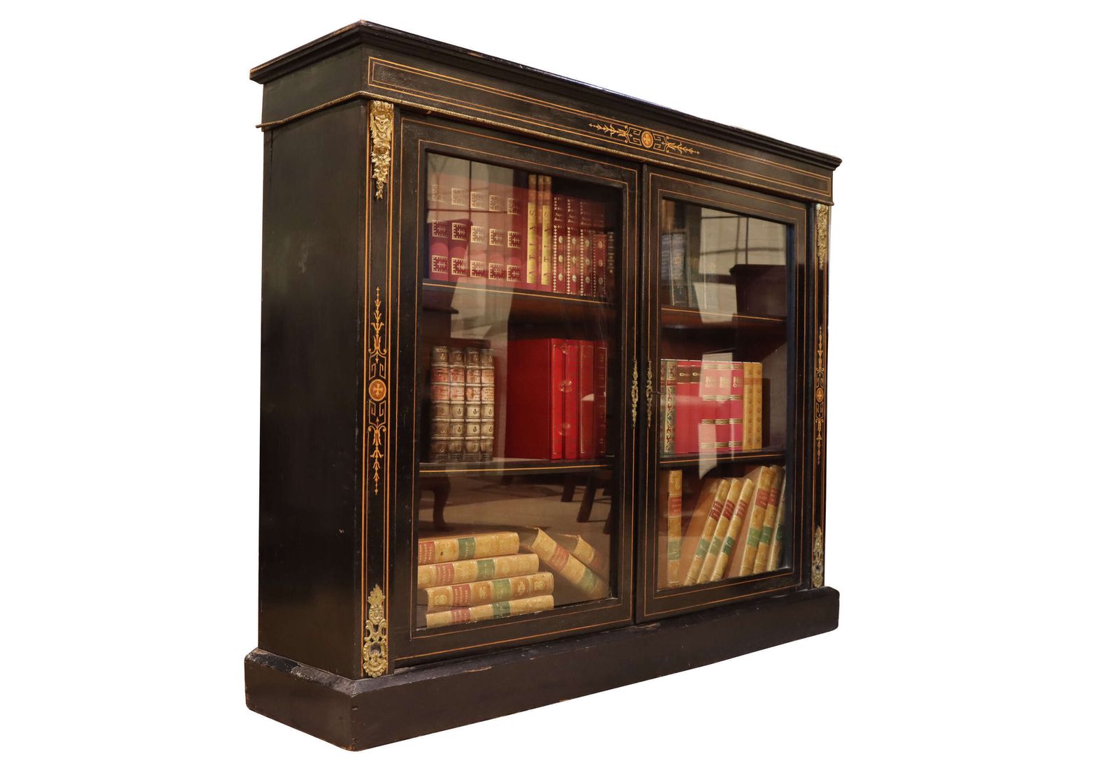 A Fine Victorian Ormolu Mounted, Inlaid, Ebonised Two Door Pier Cabinet photo Furniture