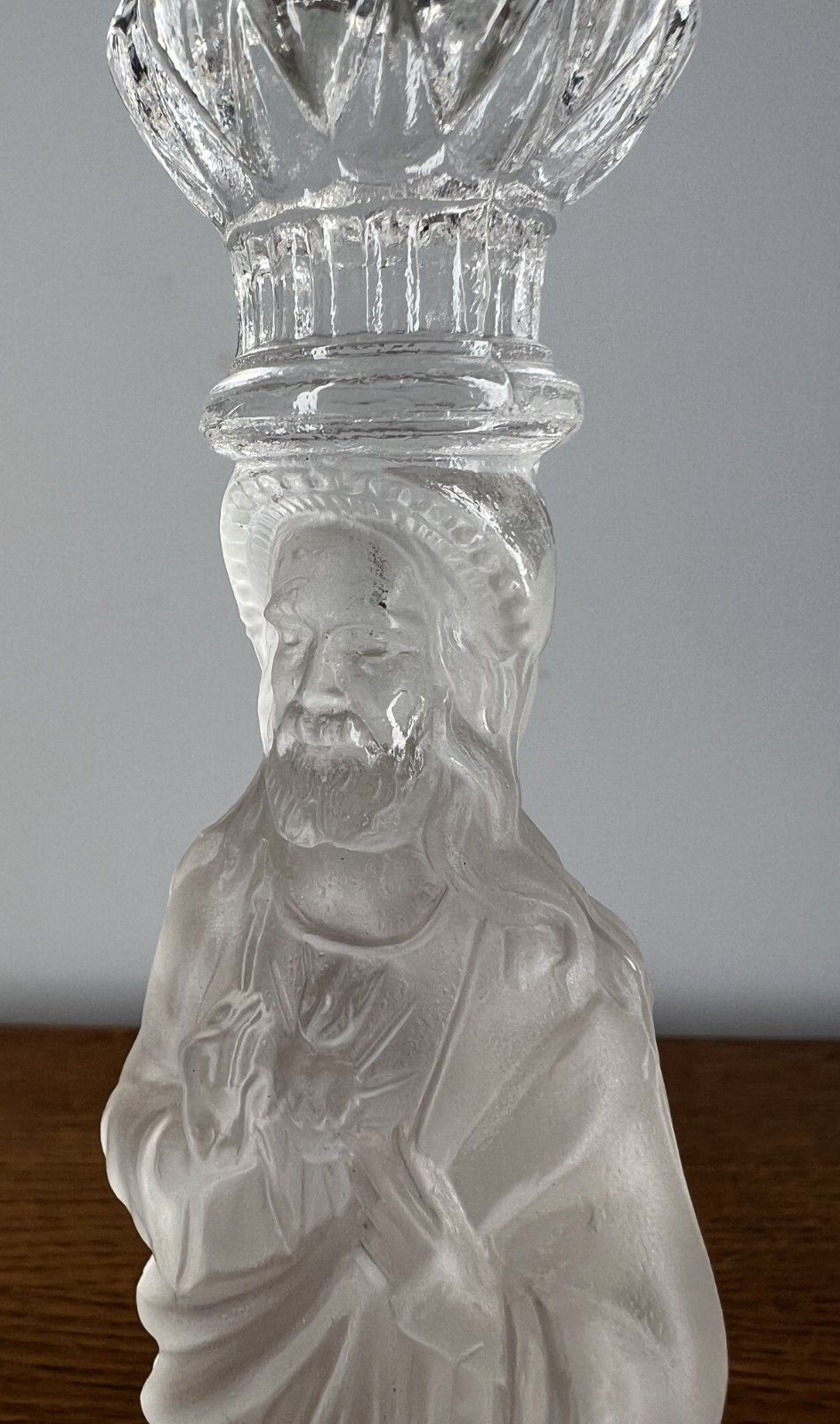 photo buy Candlesticks Pair Vintage Glass Religious Jesus & Mary Holders Lot 4021