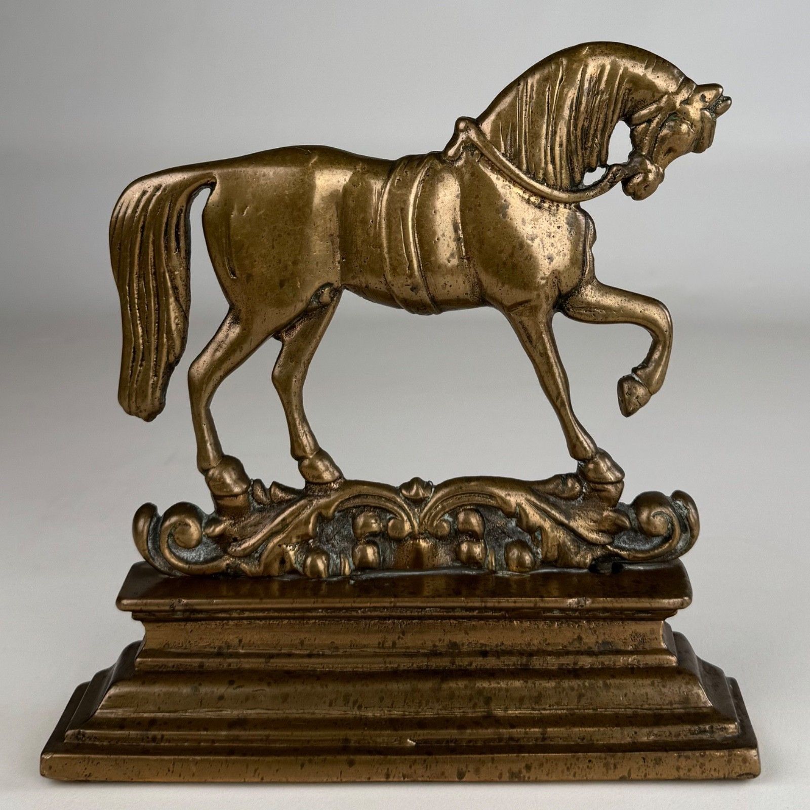 Antique 19th Century Pair Of Brass Horse Shaped Doorstops photo for sale