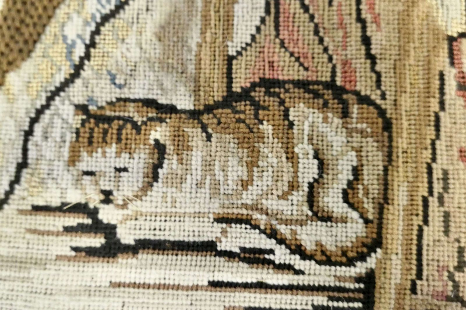 Early 19th Century English Wool Tapestry, “The School Room” photo Art