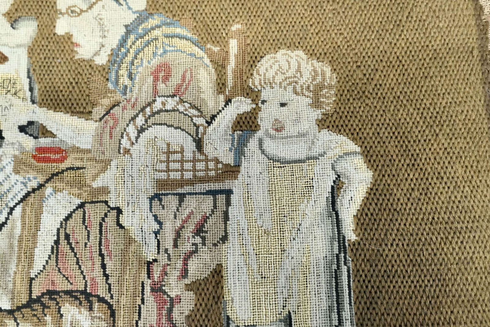 Early 19th Century English Wool Tapestry, “The School Room” photo 600.0