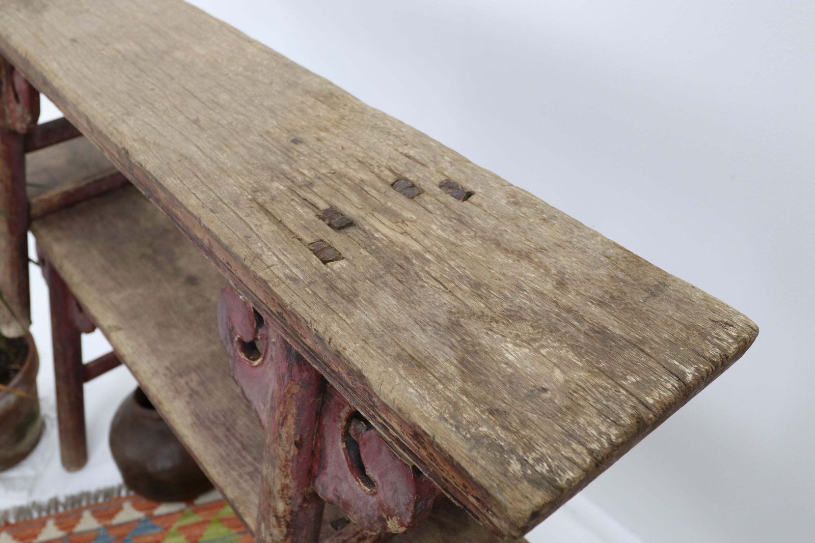 Mid 19th Century Pair Of Chinese Red Lacquered Spring Benches photo 683.0