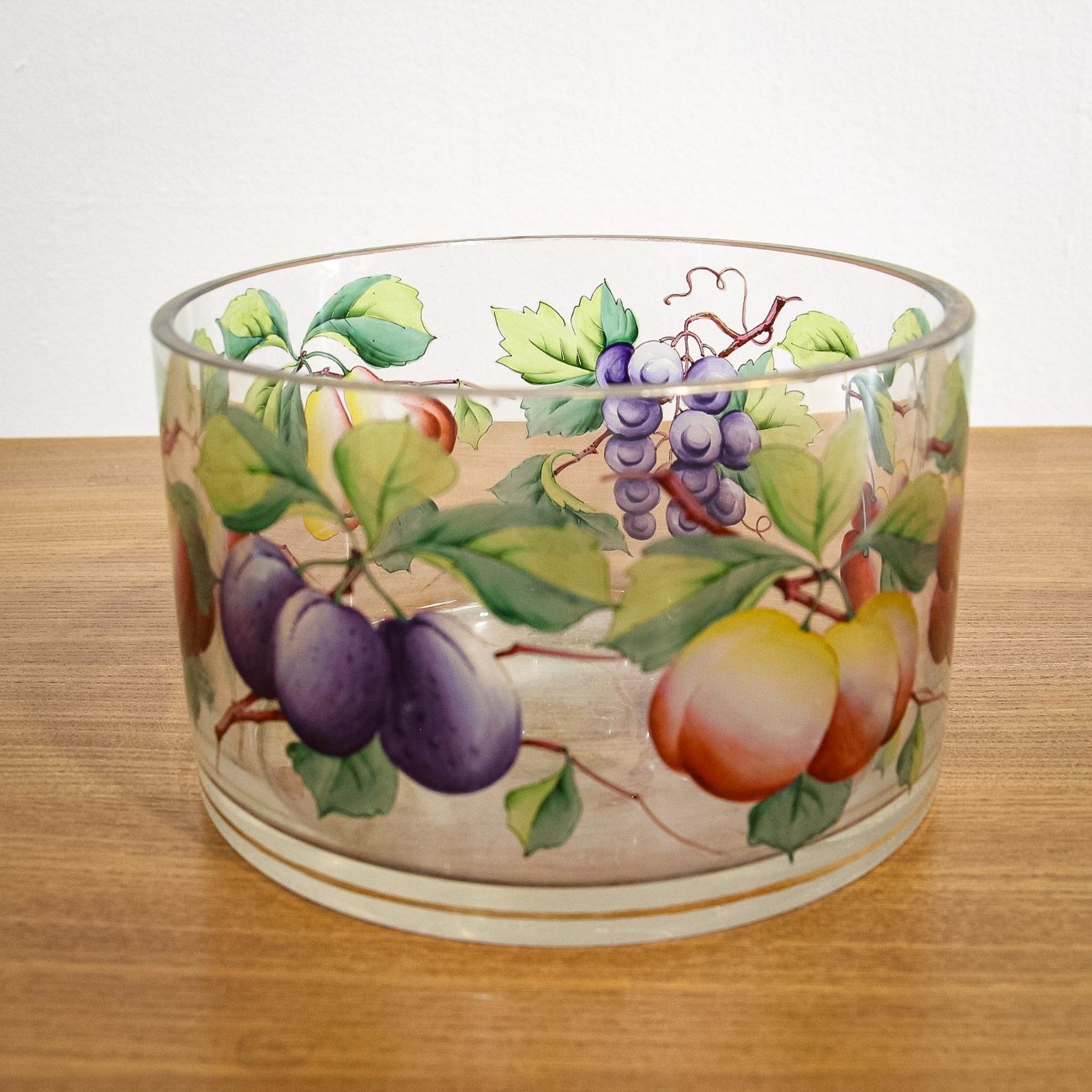 Webb Corbett Glass Bowl With Painted Fruit photo Home Decor