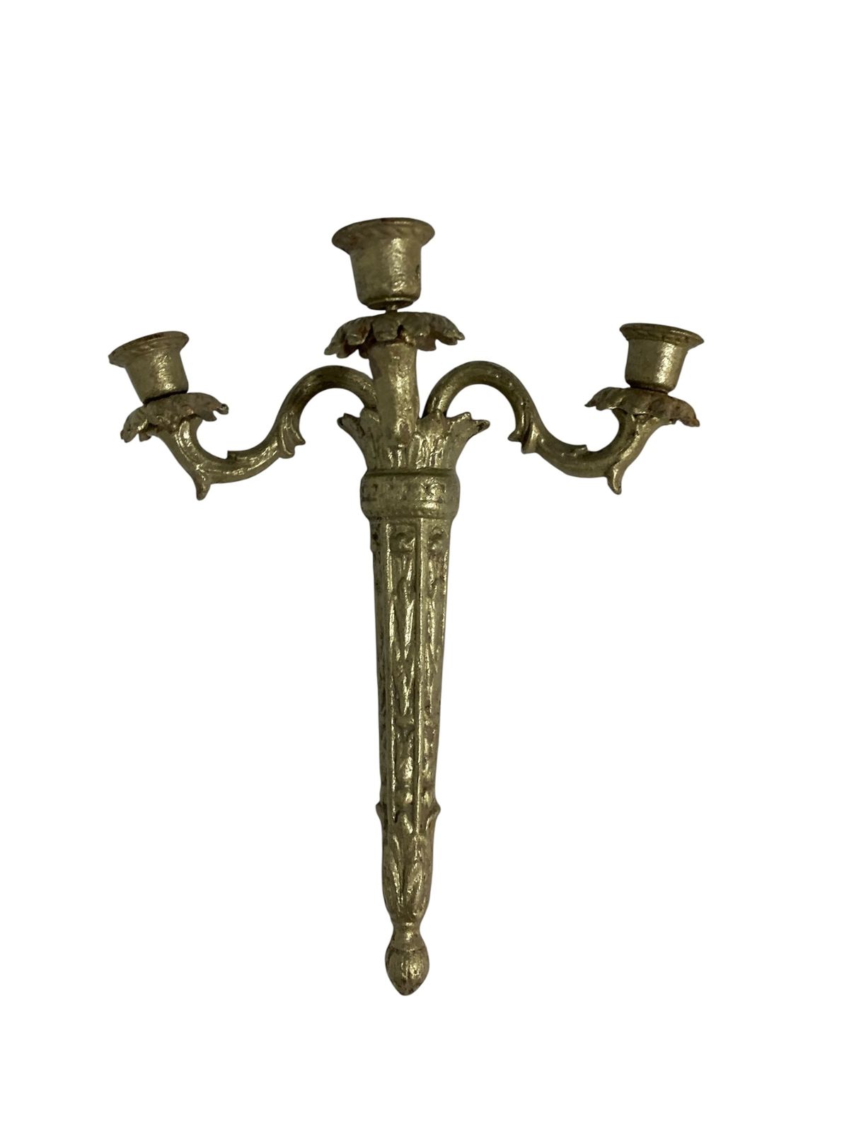 photo for sale Pair Of Ornate Reclaimed Cast Iron Wall Sconces Candelabra Gilt Style Finish