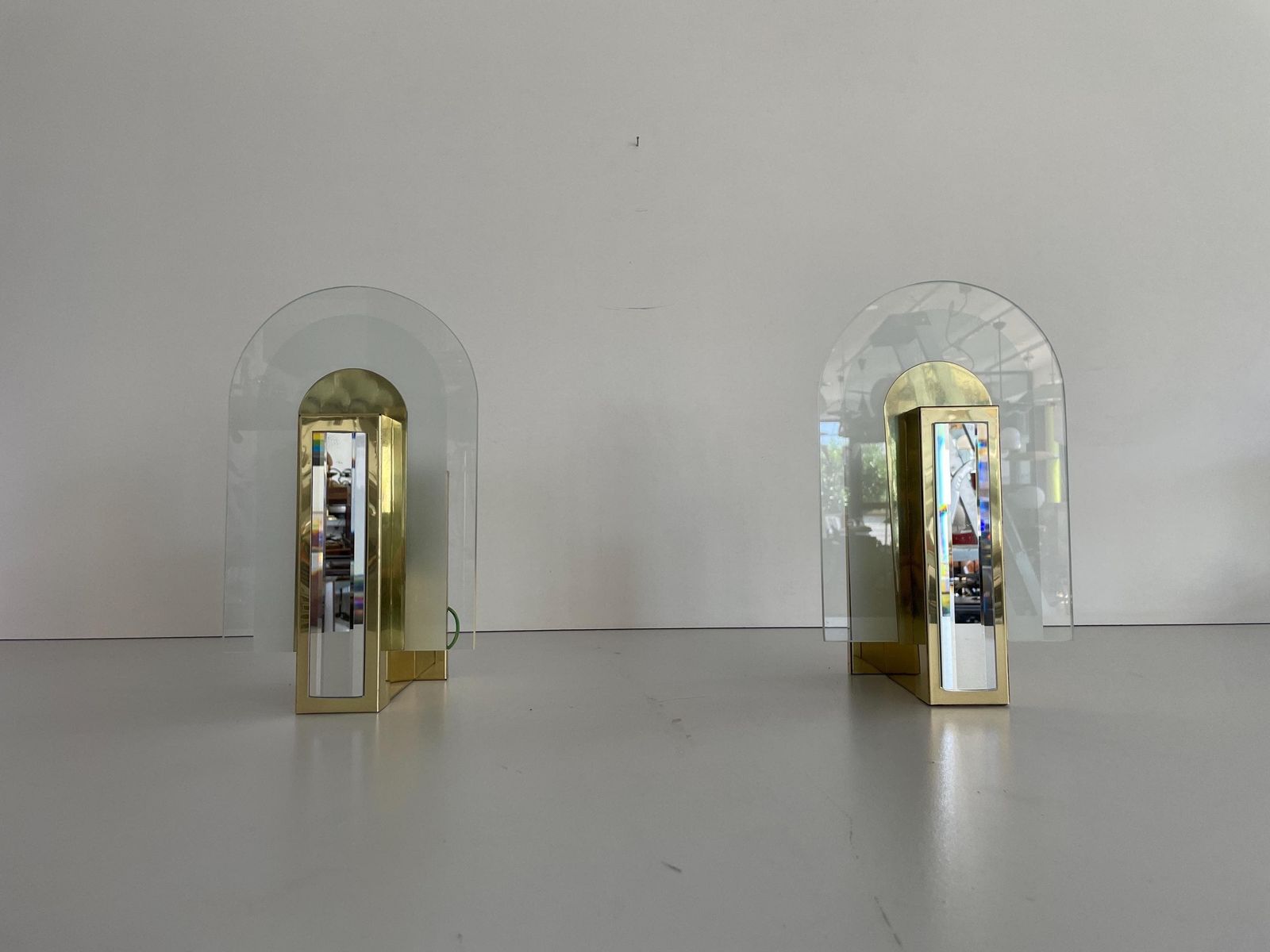 Rare Beautiful Brass & Glass Pair Of Sconces, 1970s, Germany