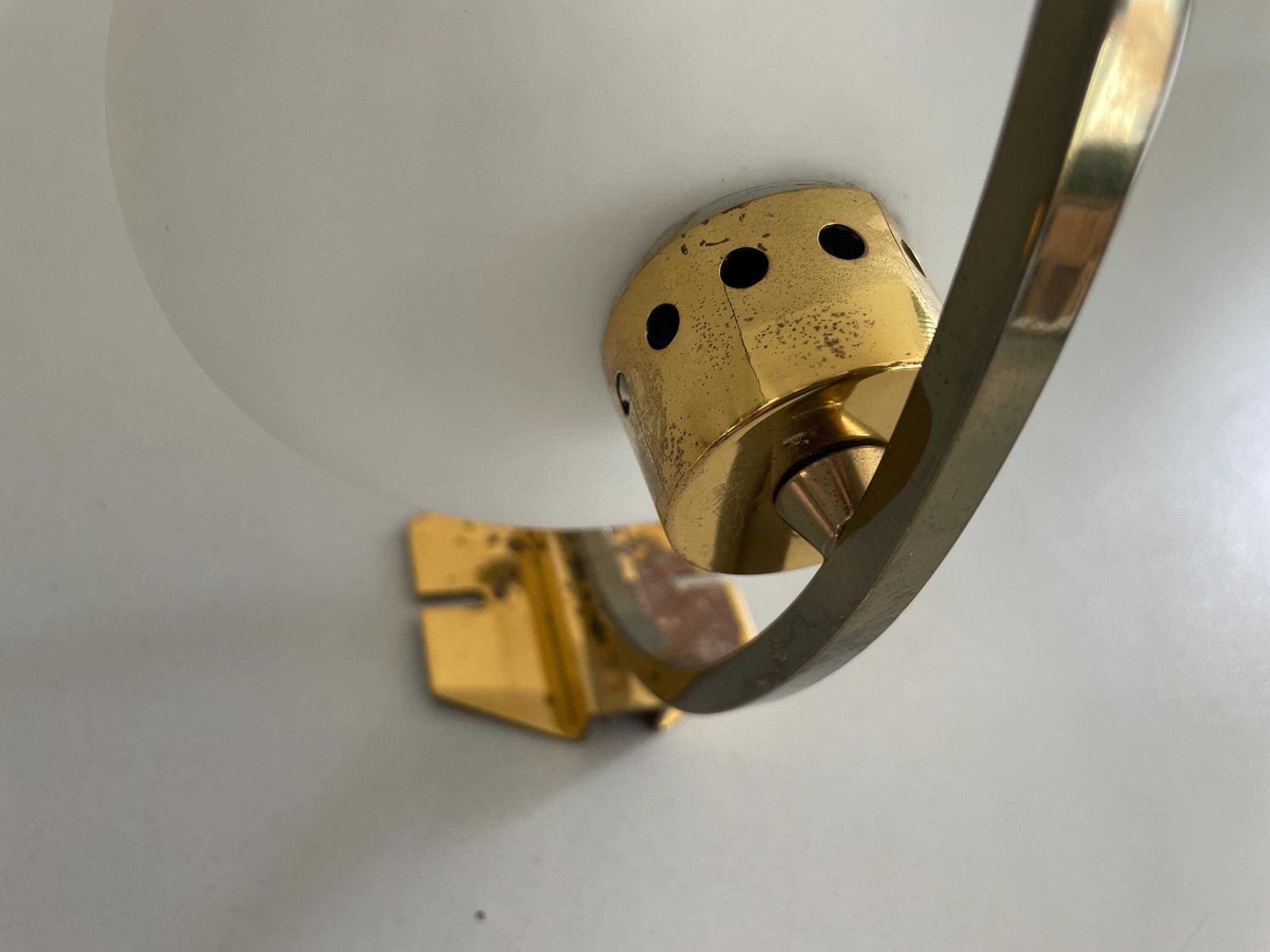 photo for sale Mid Century Modern Brass And Glass Pair Of Sconces In The Style Of Stilnovo, 1960s, Italy