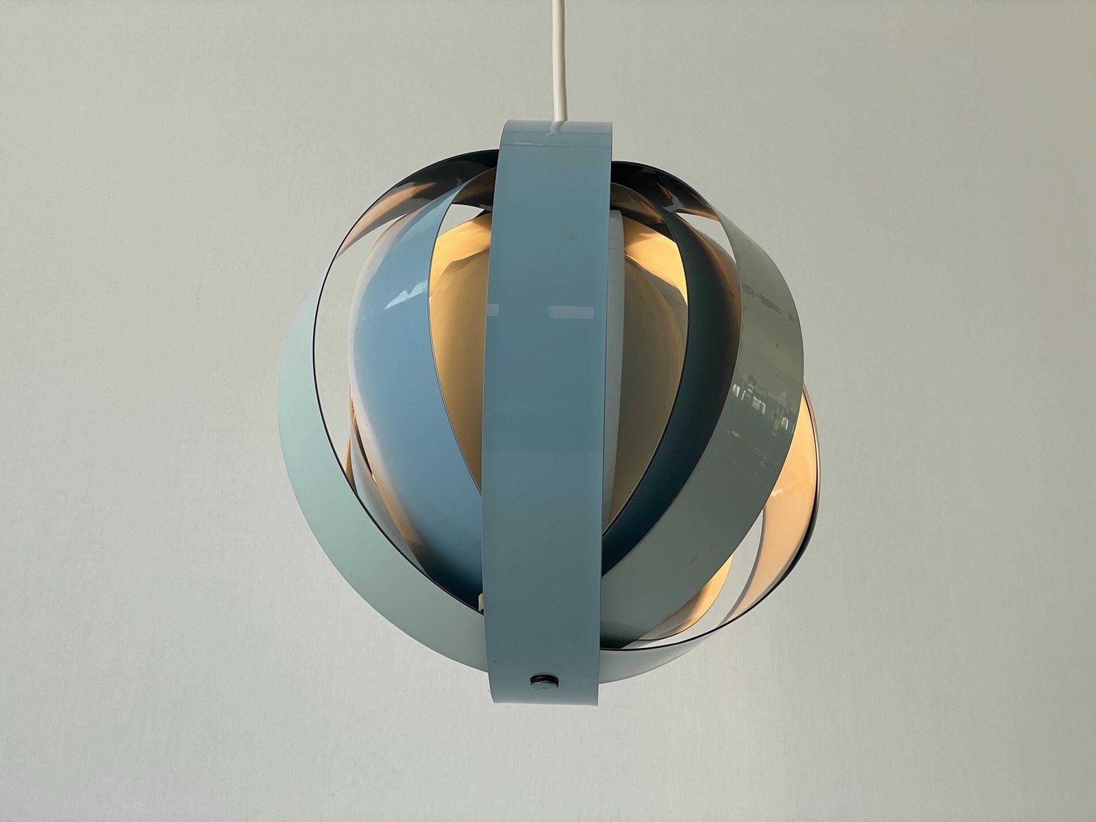 3 Tone Blue Metal Pendant Lamp By Lamell Star Leuchten, 1960s, Germany photo Lighting