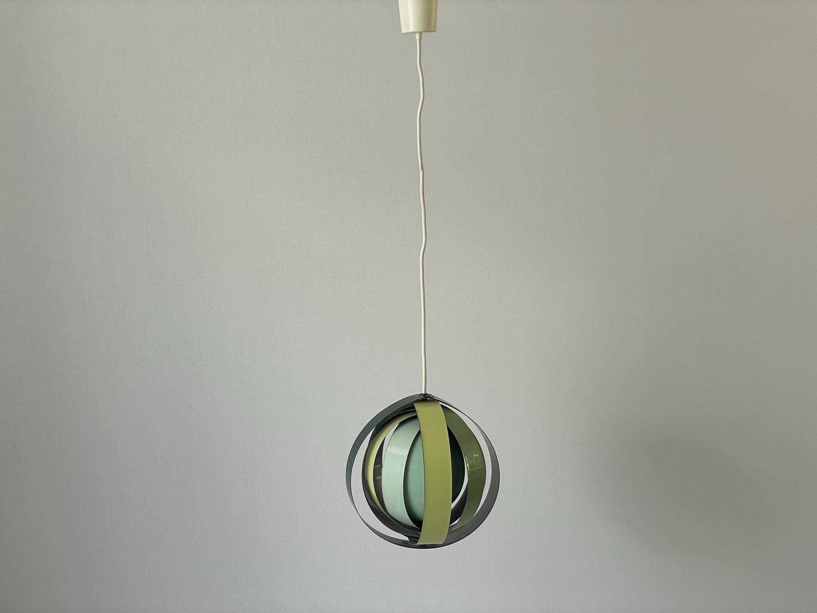photo for sale 3 Tone Green Metal Pendant Lamp By Lamell Star Leuchten, 1960s, Germany
