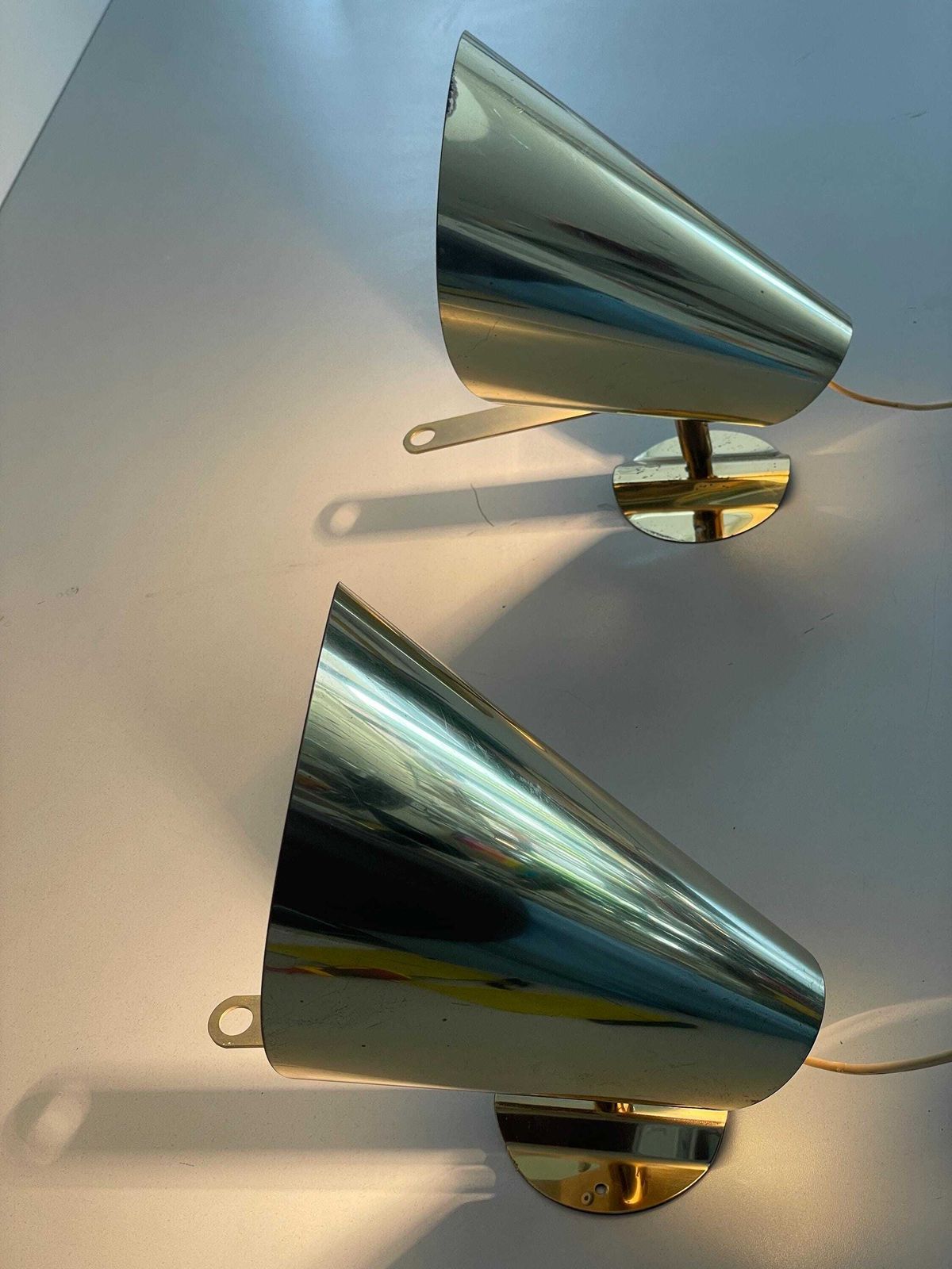 photo furniture Scandinavian Design Gold Metal Pair Of Sconces, 1970s, Sweden