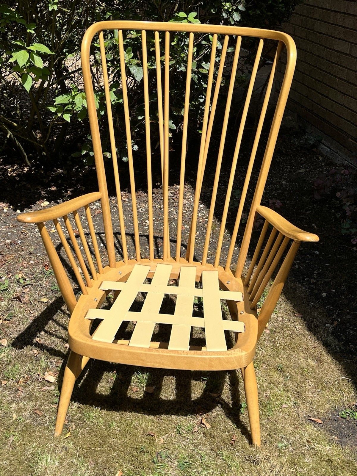 Blonde Ercol High Back Easy Armchair New Webbing Original Covers photo vintage
