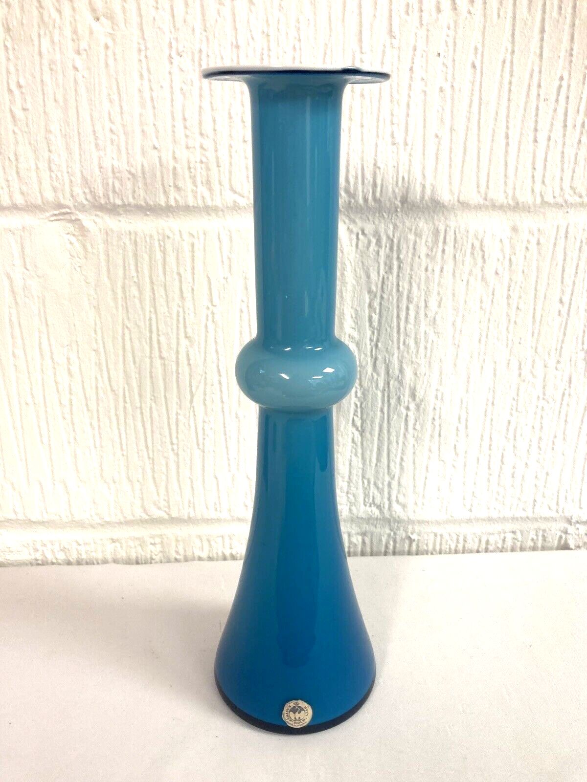 1960s Blue White Labelled Holmegaard Candlestick Carnaby Vase Christer Holmgren