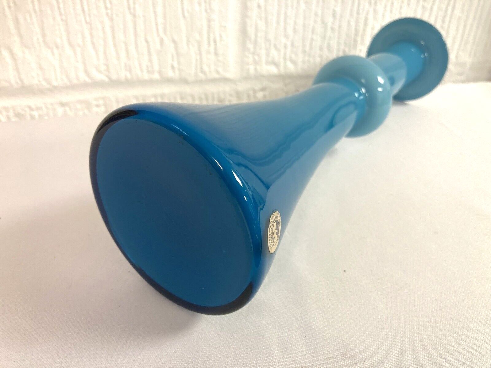 1960s Blue White Labelled Holmegaard Candlestick Carnaby Vase Christer Holmgren photo 200.0