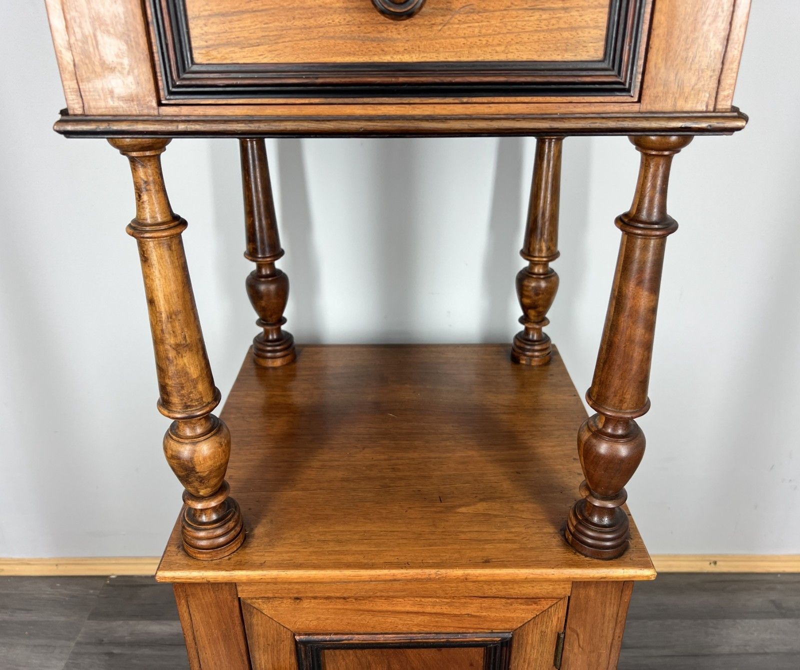 Bedside Table Antique French Walnut Marble Top Cupboard Cabinet Lot 4043 photo Furniture