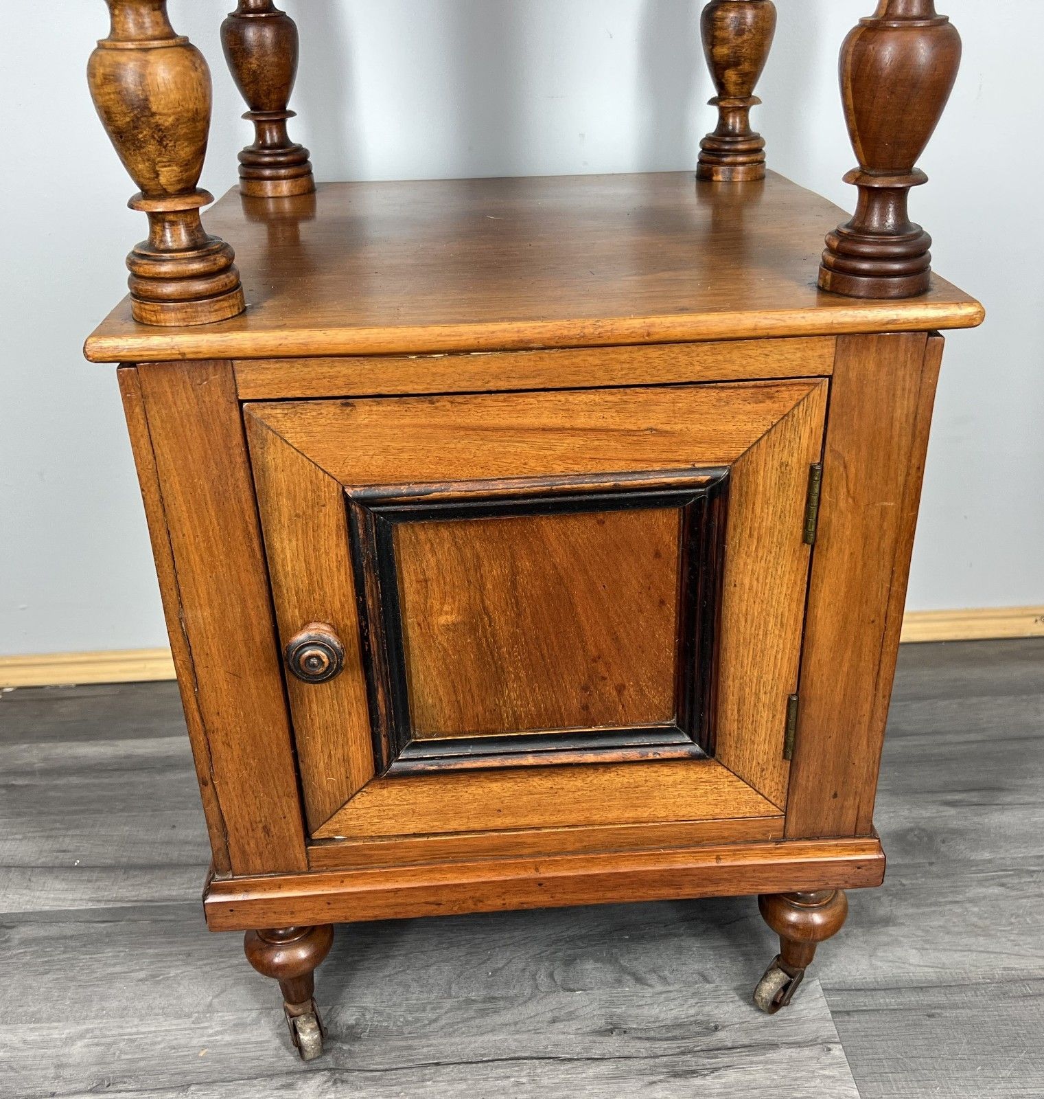 Bedside Table Antique French Walnut Marble Top Cupboard Cabinet Lot 4043 photo vinterior