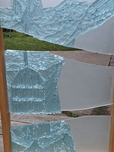 Unique Modernist Fused Glass Panel Sculpture Male Torso On Oak Ooak photo Art