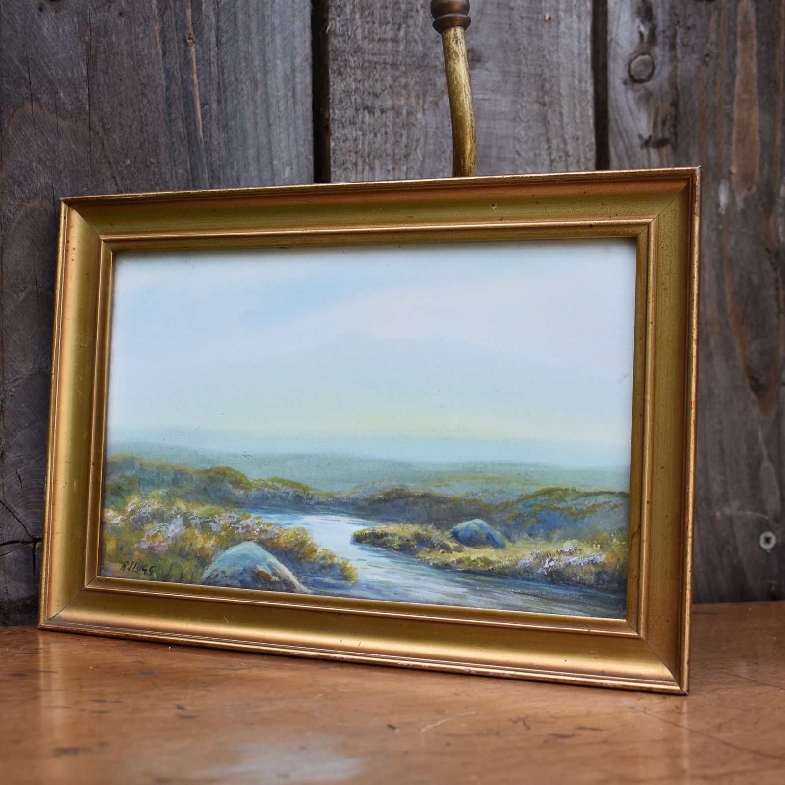 Antique Robert James Lugg Sheepstor Dartmoor Landscape Art Watercolour Painting photo furniture