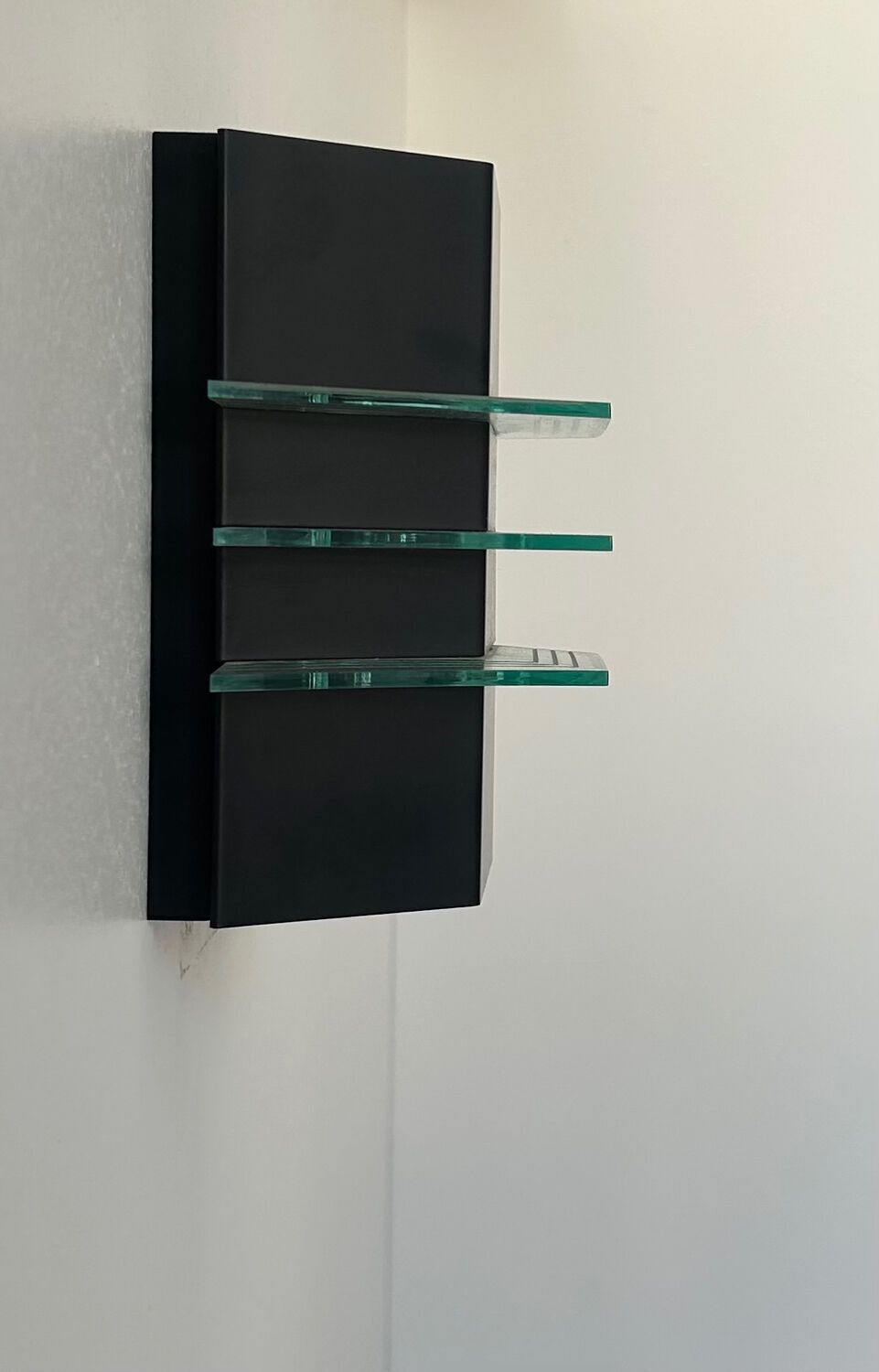 Vintage Black Metal And Glass Wall Lamp, France 1980 photo 243.0