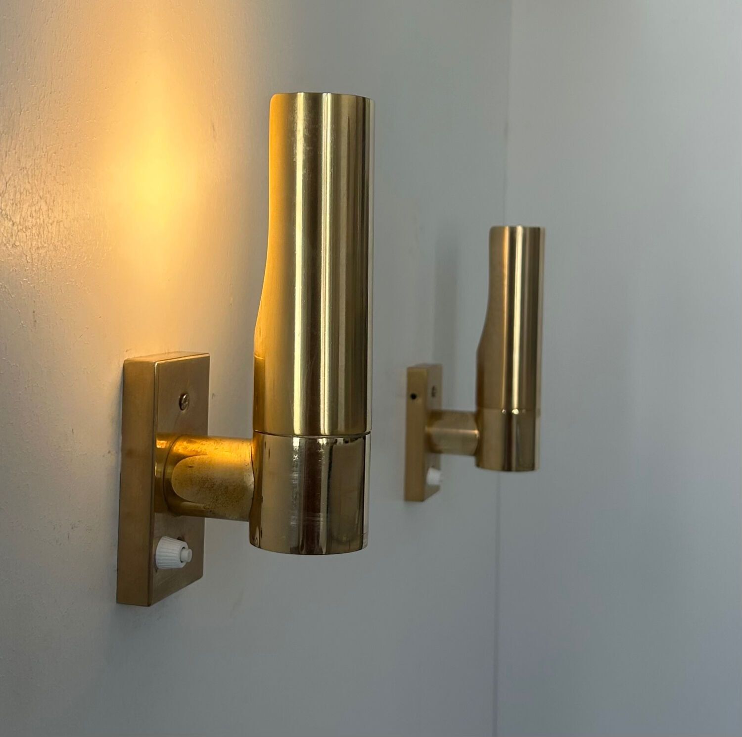 Pair Of Vintage Adjustable Brass Wall Lights, France 1970. photo 416.0