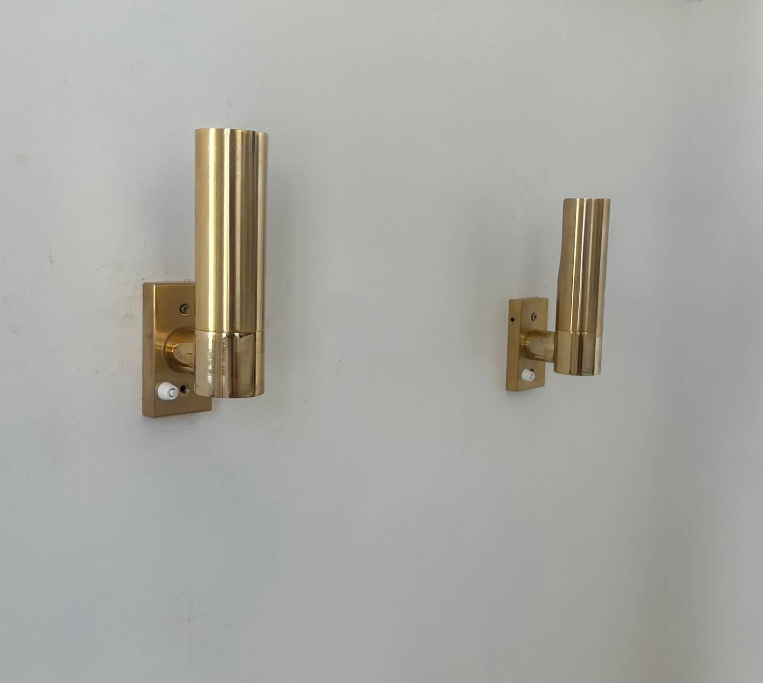 Pair Of Vintage Adjustable Brass Wall Lights, France 1970. photo vintage