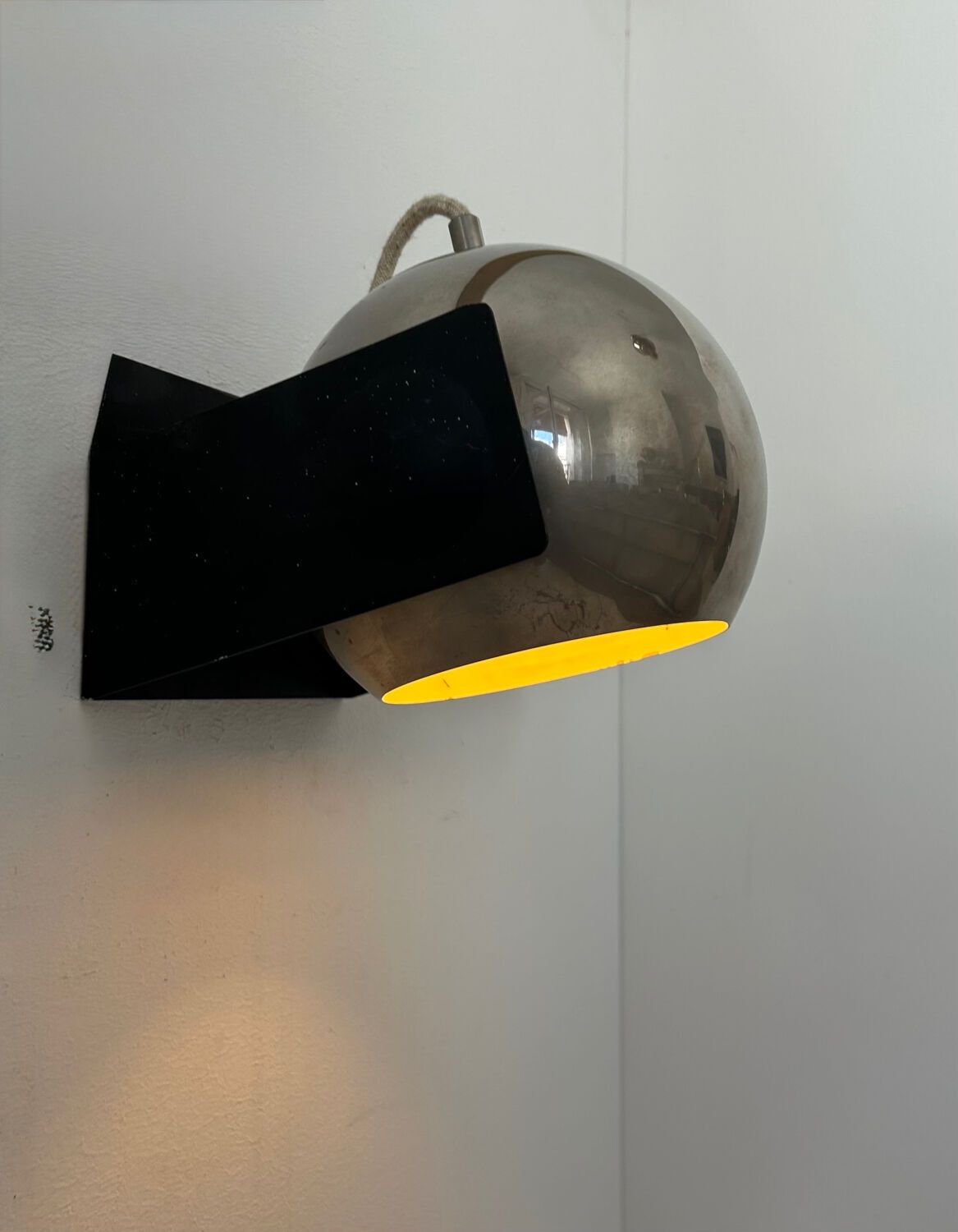 Pair Of Adjustable Wall Lights, Chrome And Matte Black Metal, France 1970 photo Lighting
