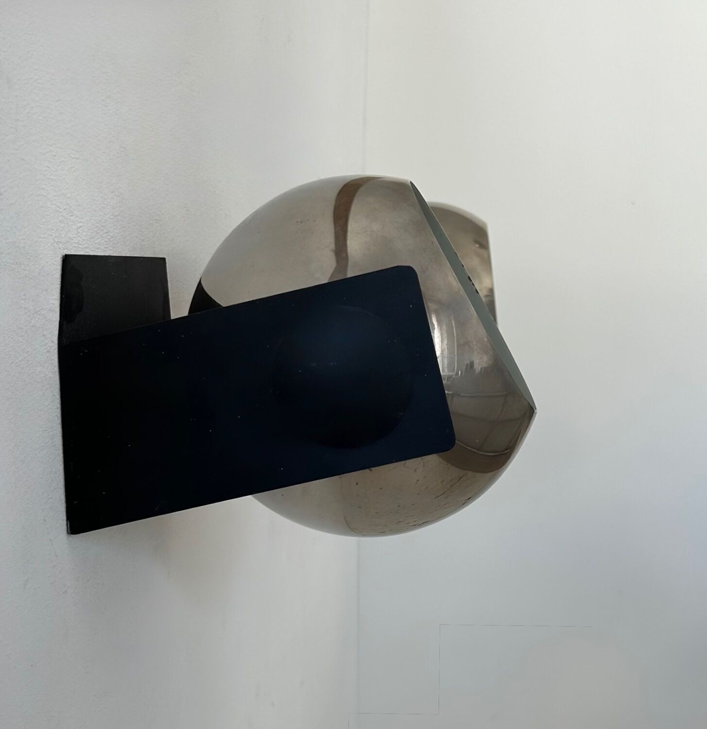 Pair Of Adjustable Wall Lights, Chrome And Matte Black Metal, France 1970 photo buy
