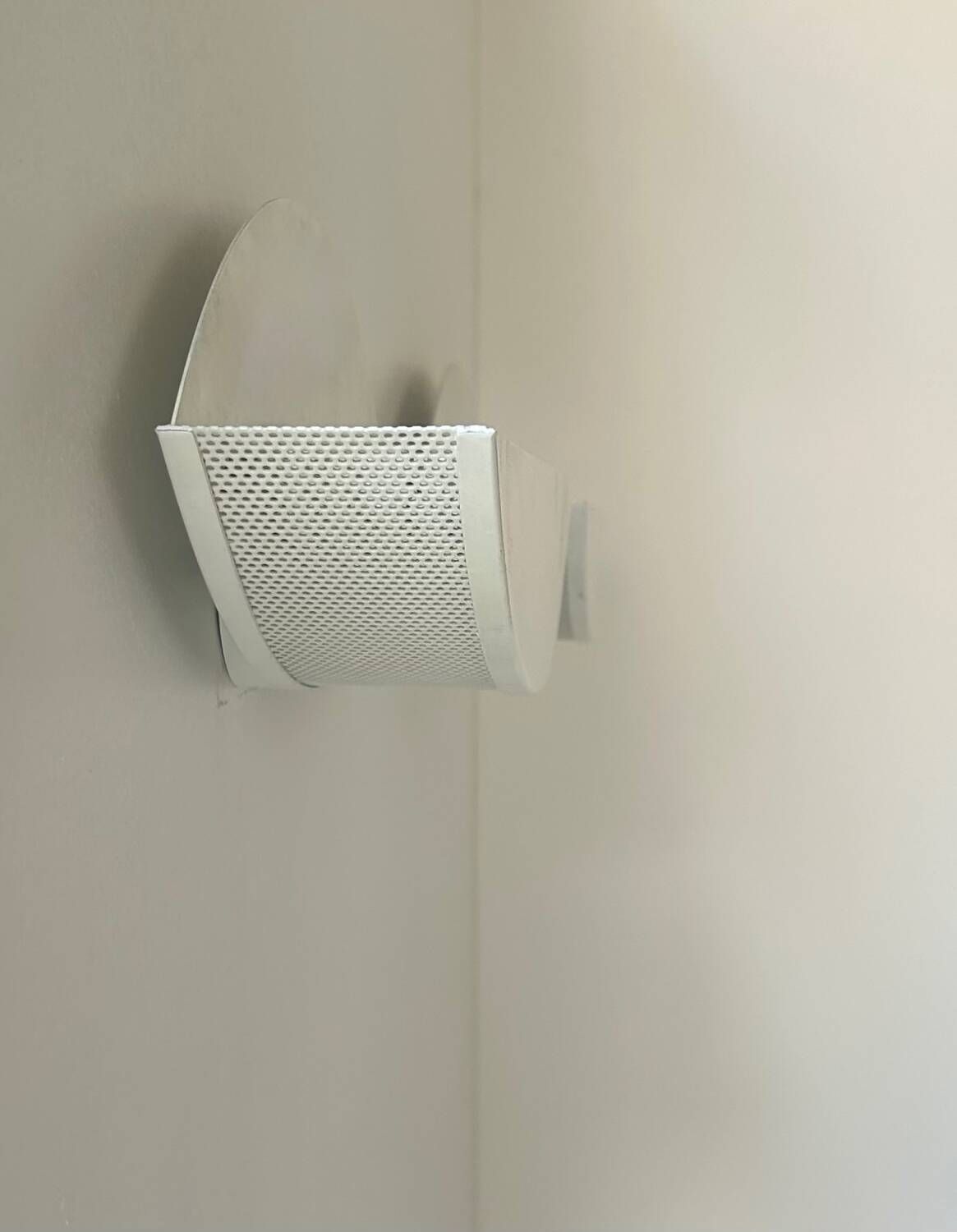 Pair Of Vintage White Perforated Metal Wall Lights, France 1980 photo Lighting