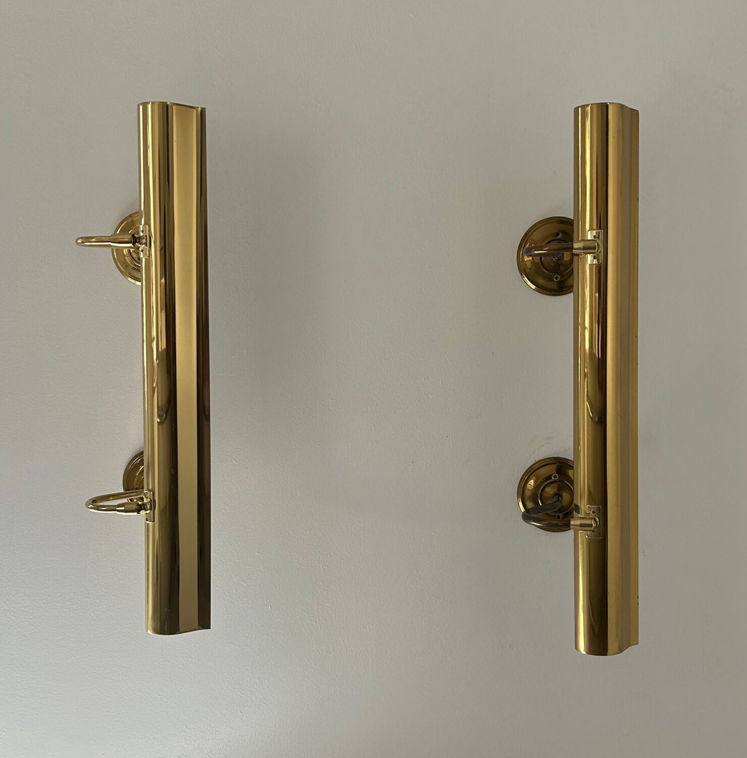 photo furniture Pair Of Vintage Xl Adjustable Brass Wall Lights, France 1970
