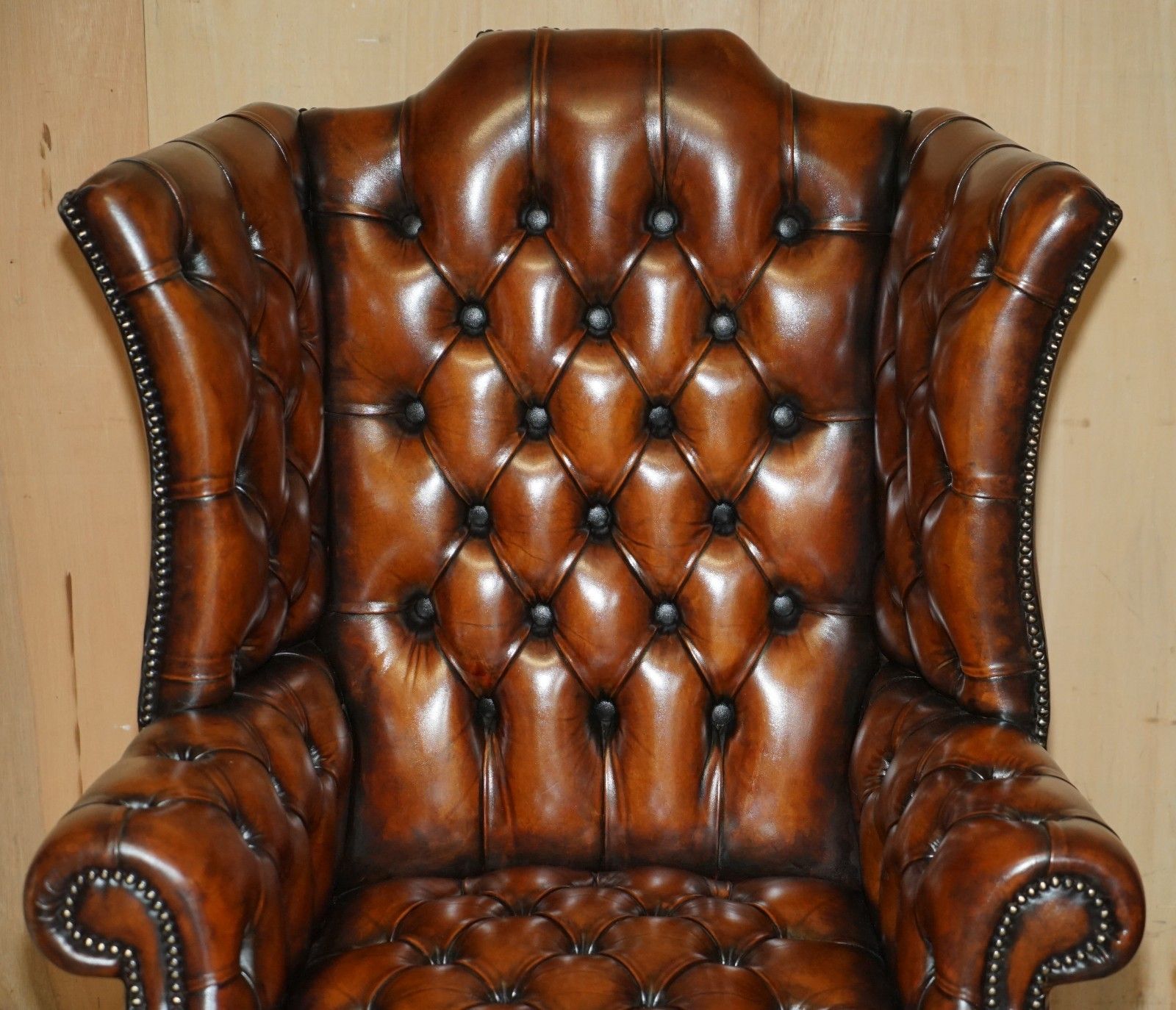 Pair Of Restored Georgian H Framed Chesterfield All Tufted Wingback Armchairs photo 6950.0
