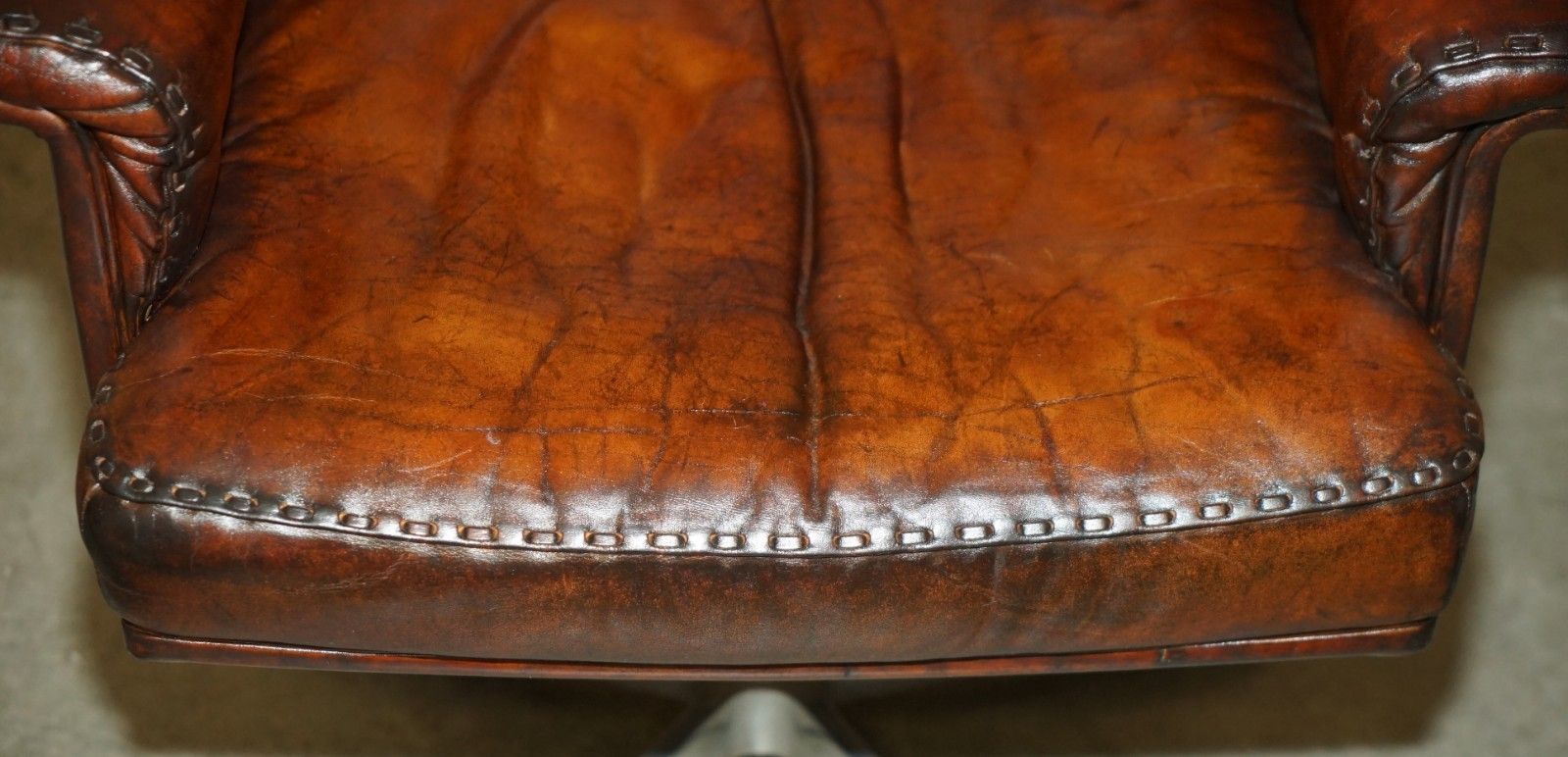 photo for sale Restored Mid Century De Sede Ds35 Executive Swivel Captains Chair Brown Leather