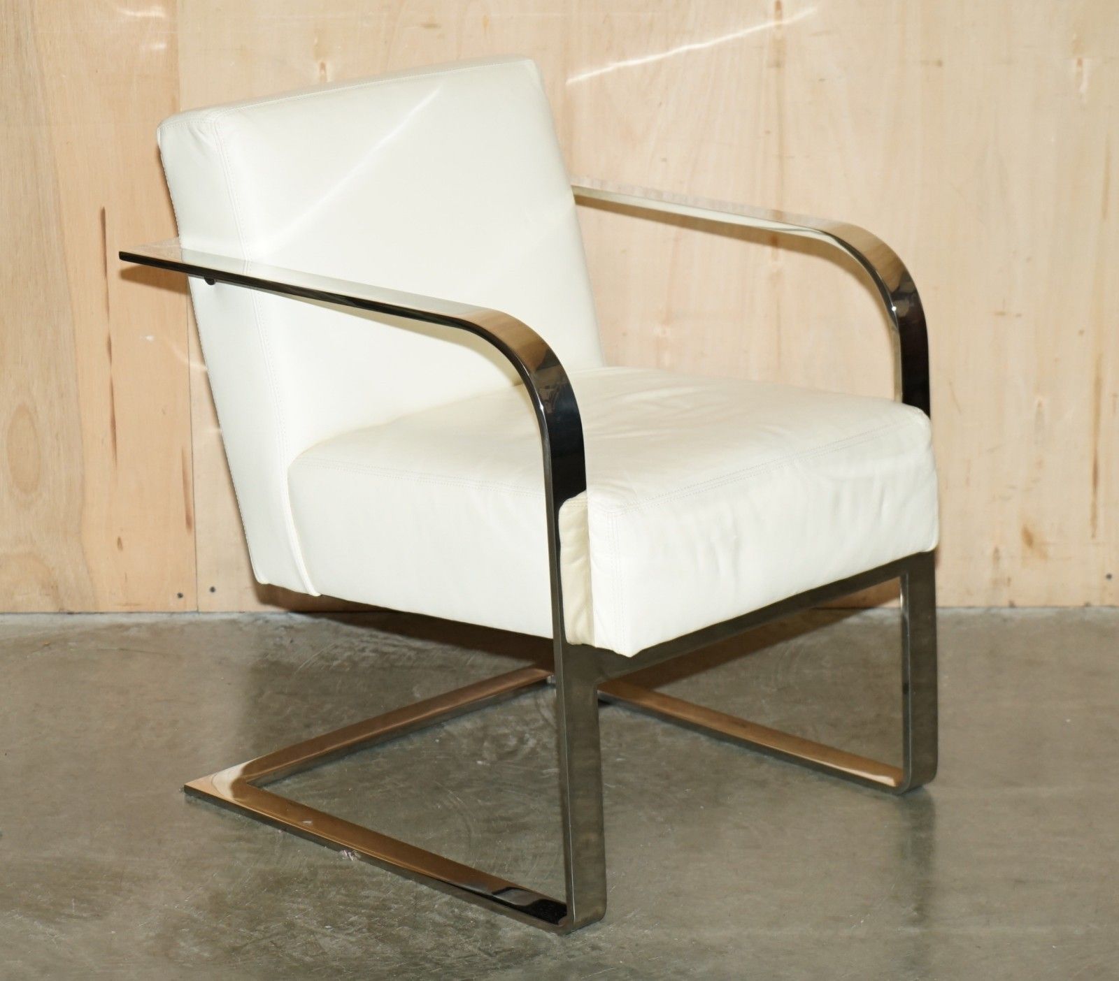 Ex Display Ralph Lauren Designer Modern Penthouse Chrome & Leather Armchair