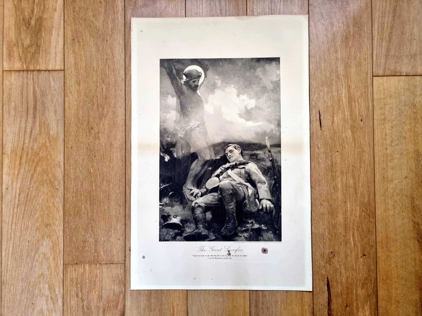 photo furniture Ww1 The Great Sacrifice Antique Print, Soldier Militaria Collectible Picture, James Clark