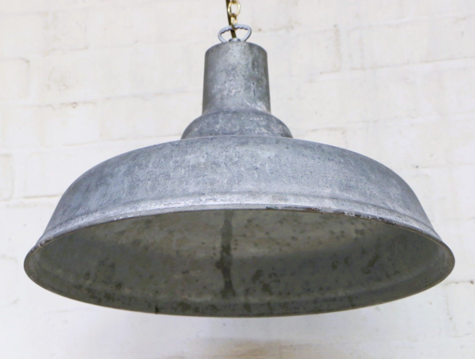 Ceiling Light Large Factory Lamp Galvanised Steel Pendant Vintage Retro C1 photo for sale