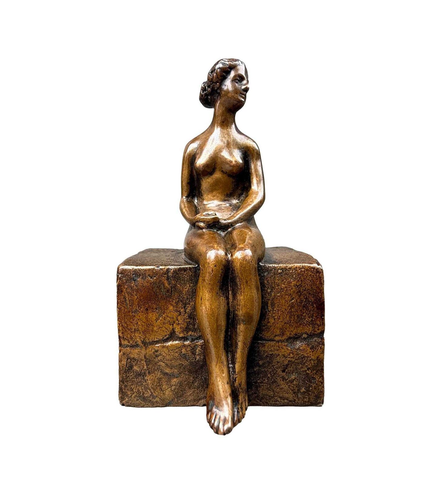 Rare Bronze Sculpture By Ary Bitter, Seated Nude Woman, 1930s Art Deco Statue photo furniture
