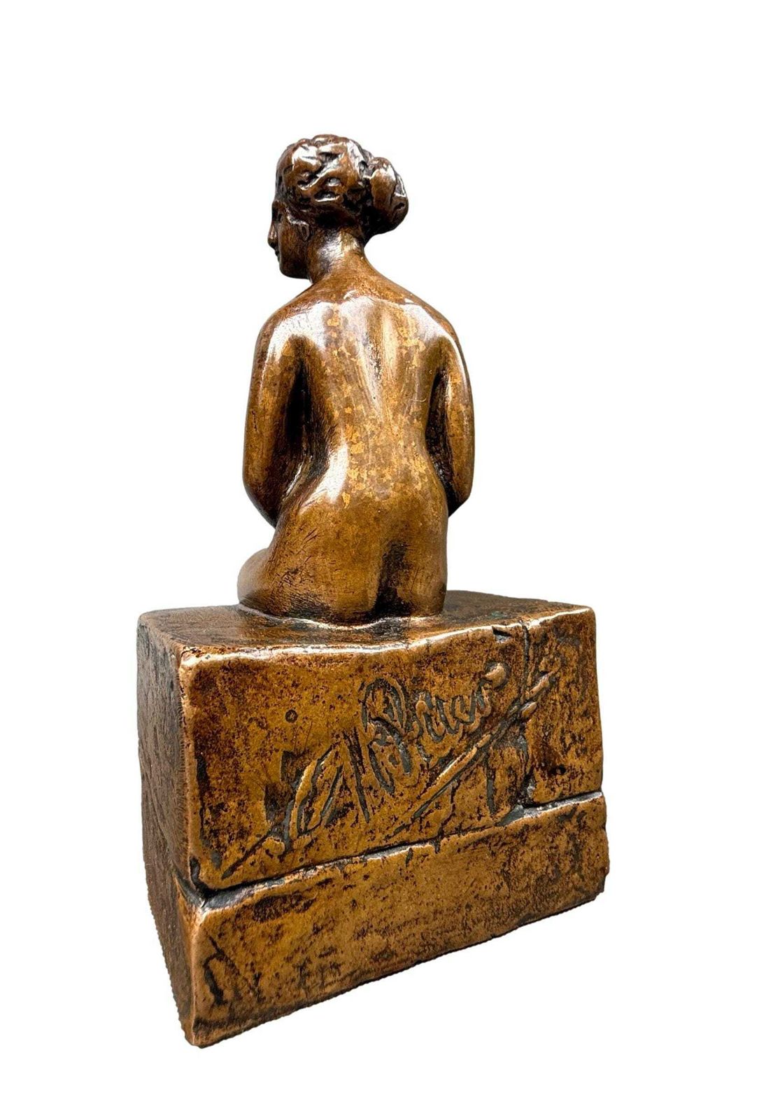 Rare Bronze Sculpture By Ary Bitter, Seated Nude Woman, 1930s Art Deco Statue photo 3435.0